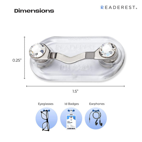 Readerest on-shirt clip secures readers during busy tasks.