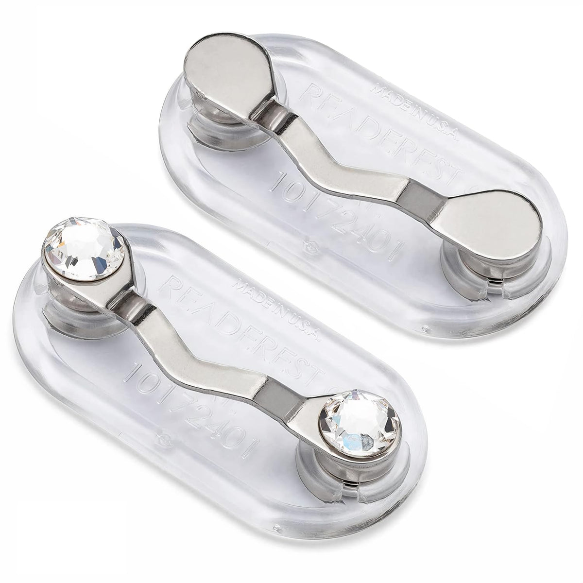Readerest crystal clip secures eyewear securely for daily use.