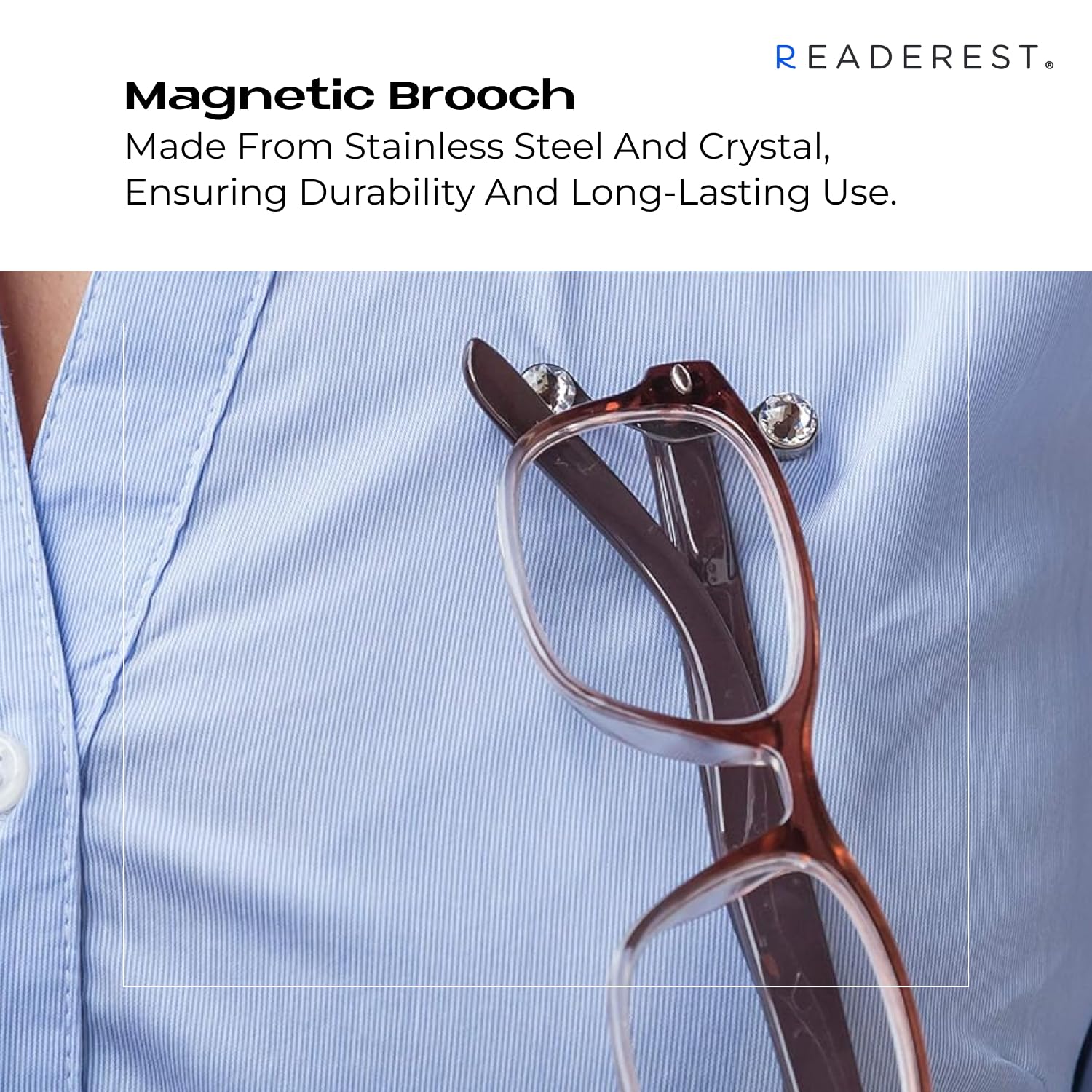 Readerest USA-made eyeglass holder showcases quality craftsmanship.