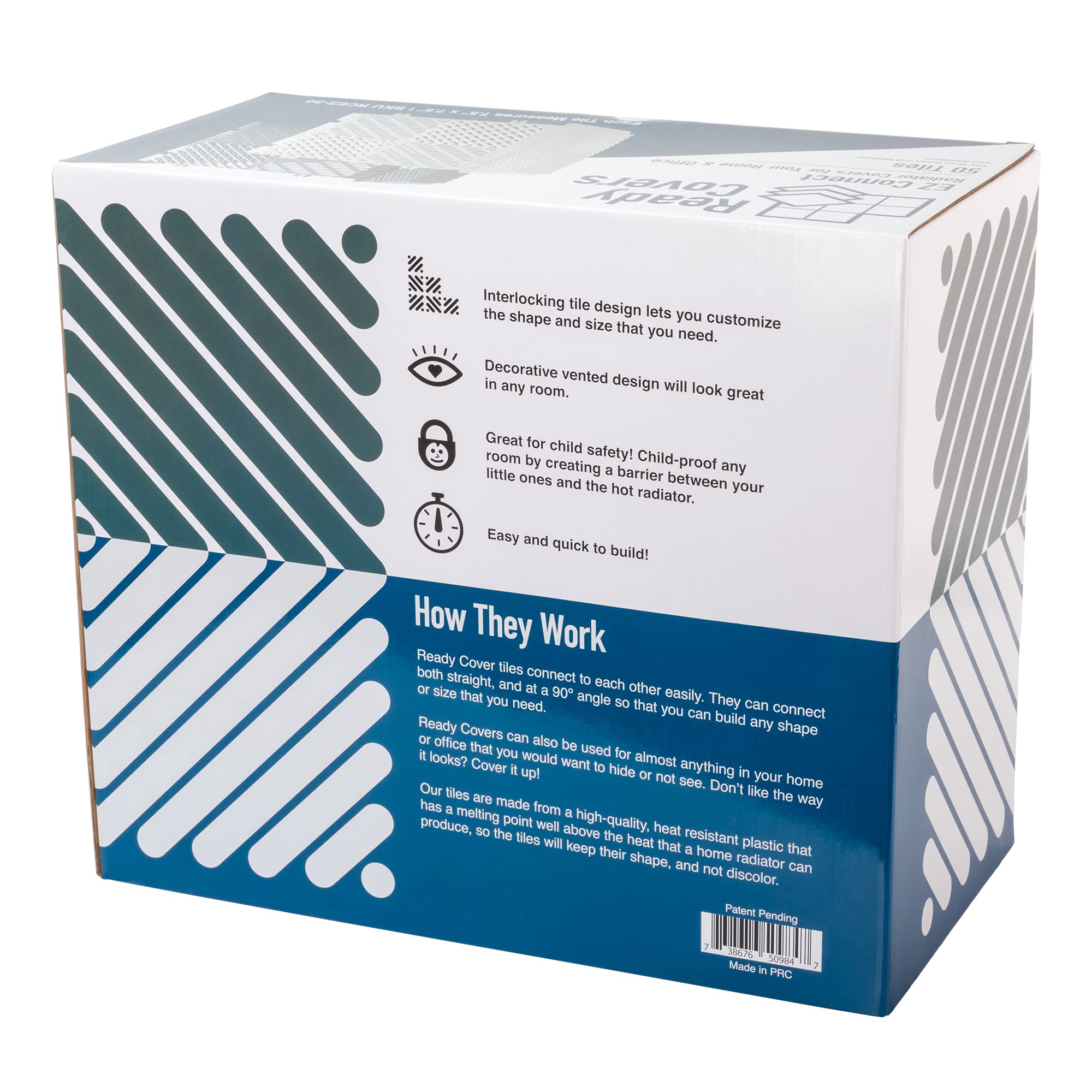 Decorative tile design from Ready Covers creates neat, safe coverage for radiators and more.