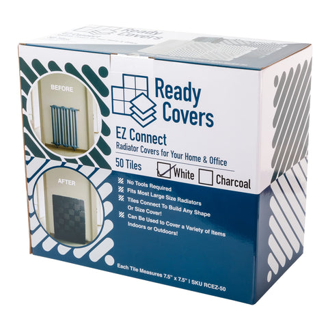 Ready Covers EZ Connect tile cover protecting laundry hamper area.
