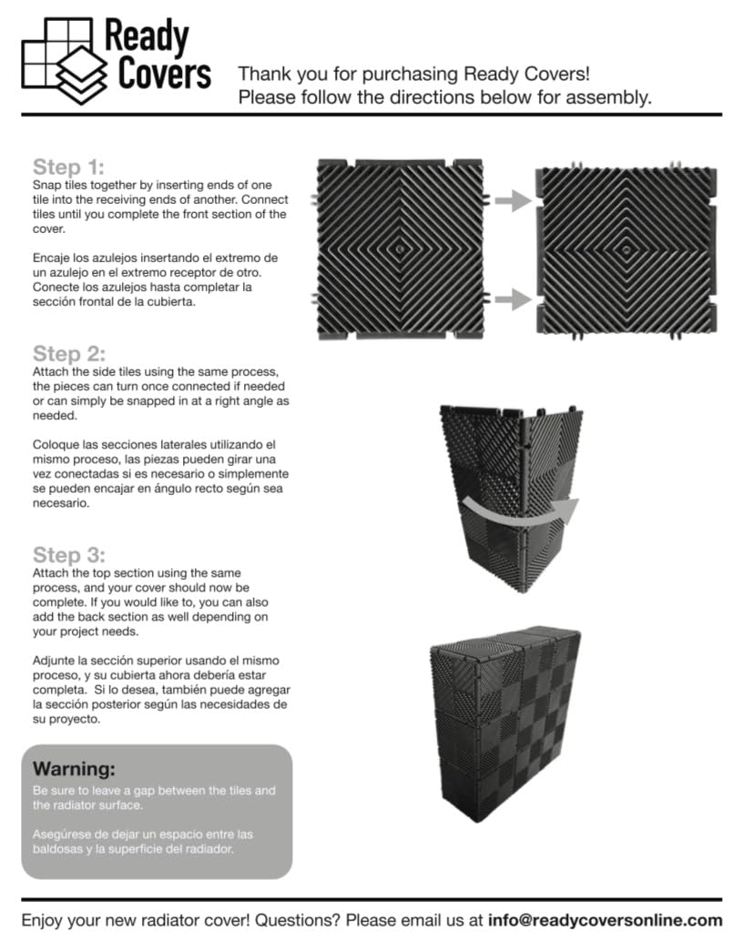 The vented design of Ready Covers EZ Connect tiles maintains airflow while keeping radiators cool.