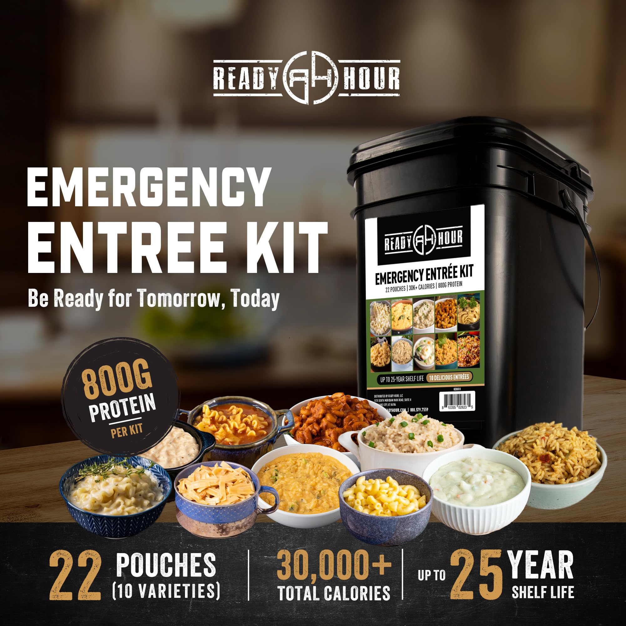 Ready Hour freeze-dried meals close-up highlighting savory textures and quick meal prep.