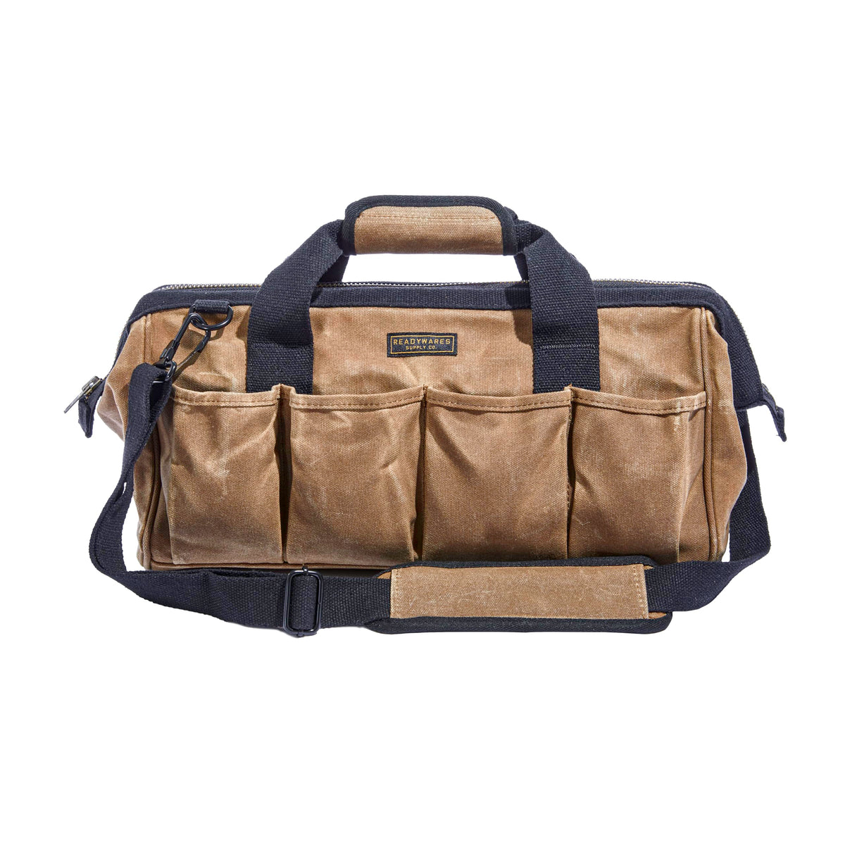 Readywares Tool Bag front view showing rugged waxed canvas and sturdy zipper
