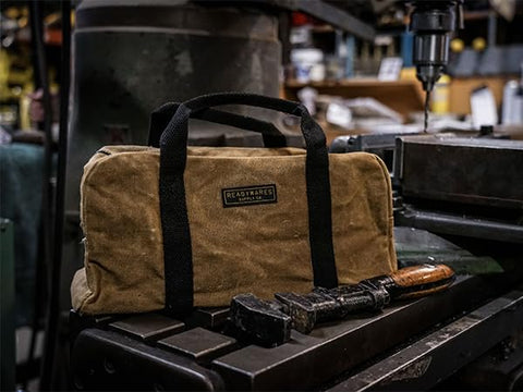 Readywares Utility Bag 12-inch waxed canvas texture and rugged construction detail.