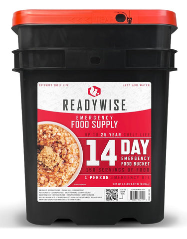 ReadyWise emergency bucket cover shown for durable, quick-access storage during emergencies.