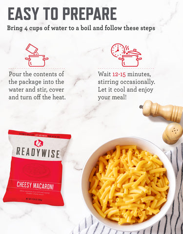 ReadyWise freeze-dried meals plated for quick, comforting emergency dining.