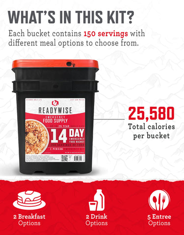 ReadyWise freeze-dried meals variety showcases several tasty options for quick meals.