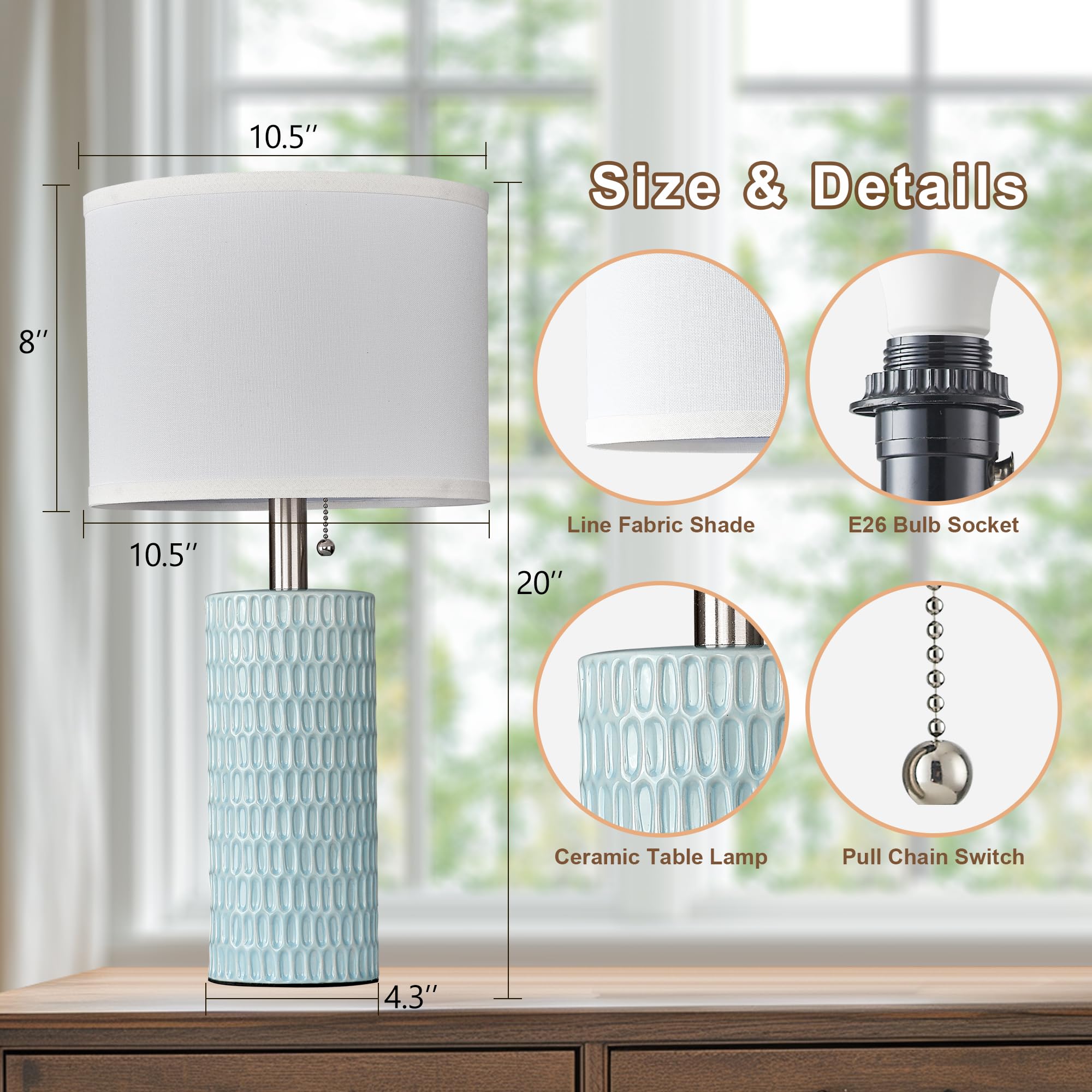 Reaketon 20-inch blue table lamps as a focal decor for living spaces.