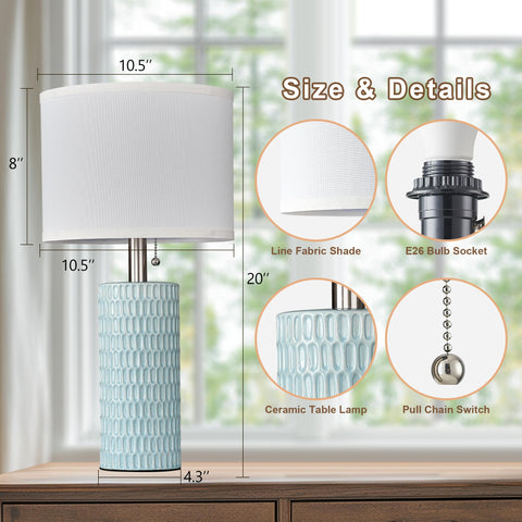 Reaketon 20-inch blue table lamps as a focal decor for living spaces.