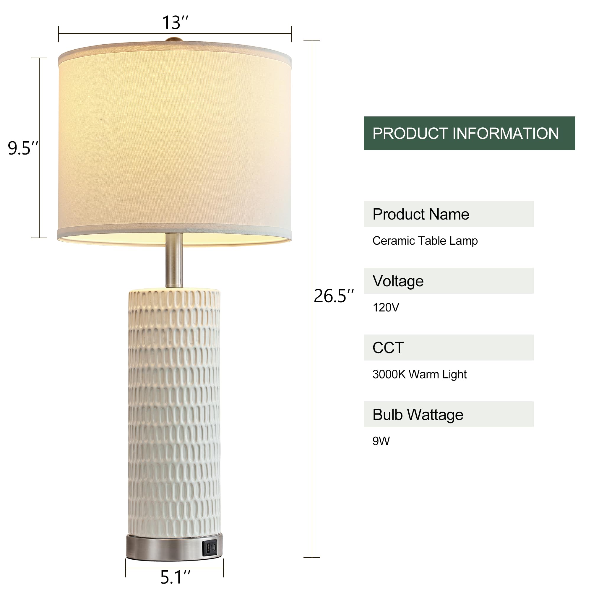 Reaketon lamps feature built-in dual USB ports for convenient device charging