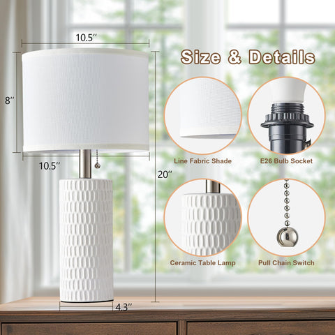 E26 base bedside lamps compatible with LED, halogen, and incandescent bulbs.