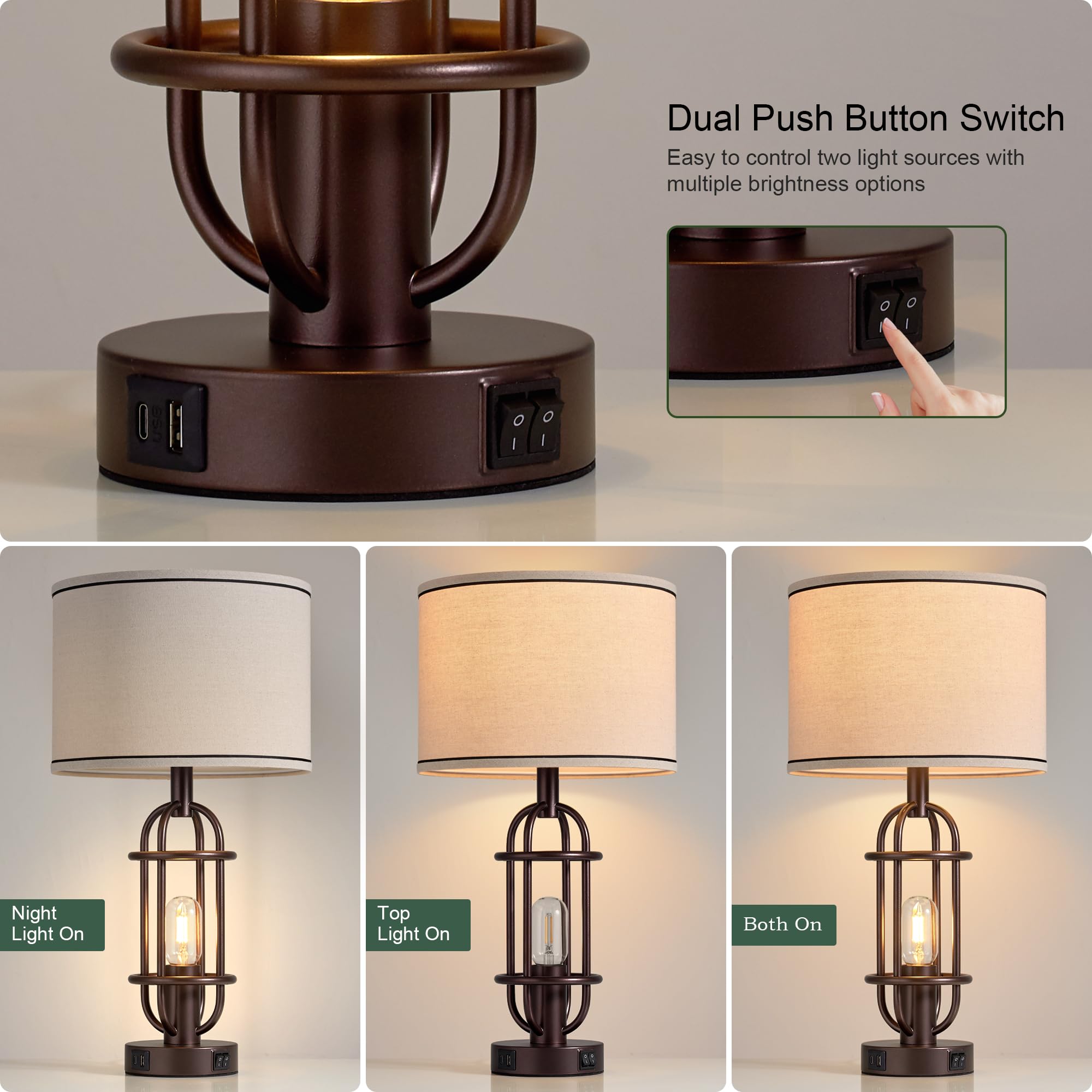 Reaketon oil-rubbed-bronze finish adds vintage farmhouse charm to bedrooms.