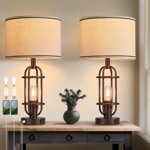 Reaketon two-lamp set offers warm ambience for living rooms.