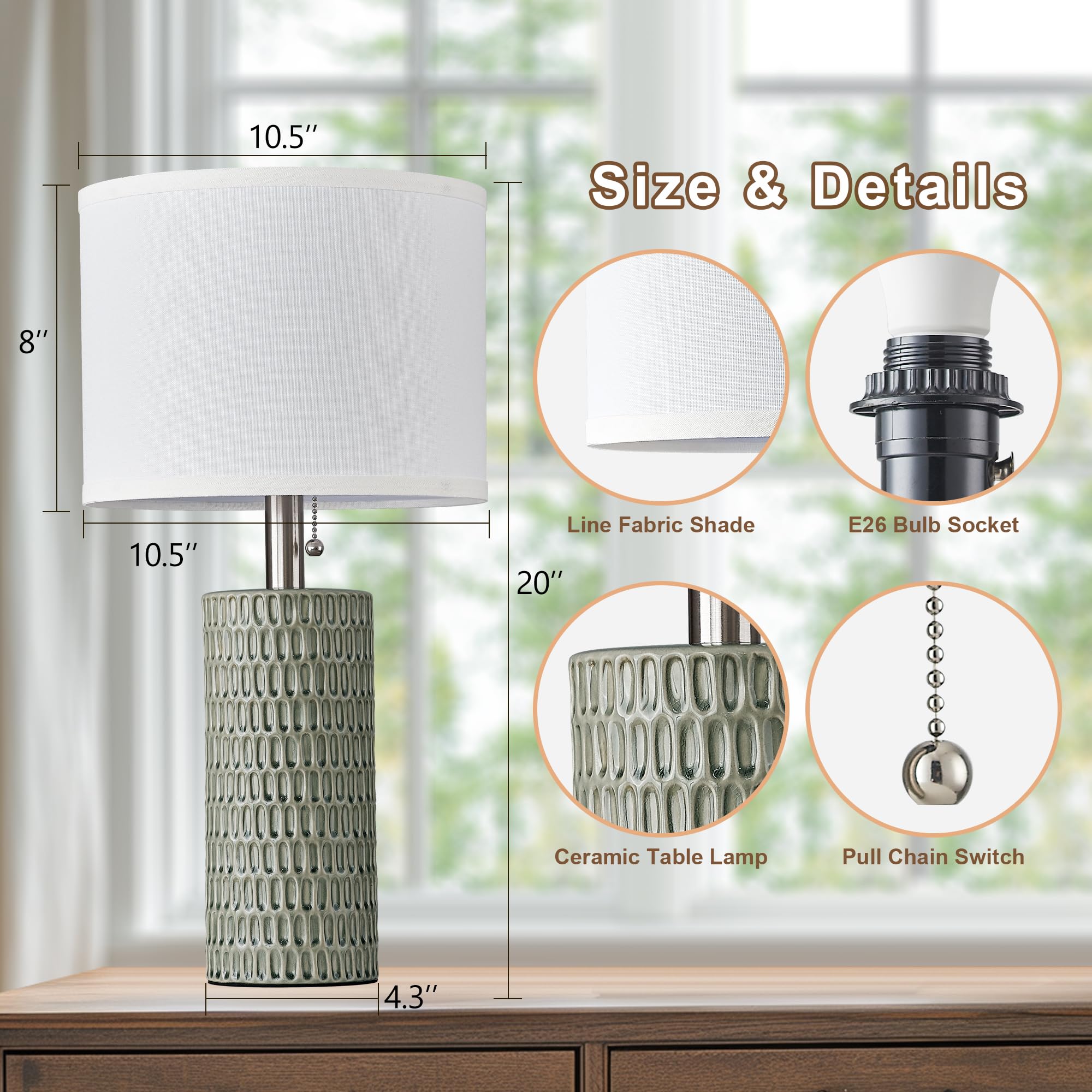 Reaketon two-pack lamps suit nightstands and desks with balanced presence.