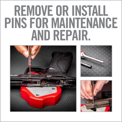 Real Avid Accu-Punch included punches cover common pin sizes for gun work.