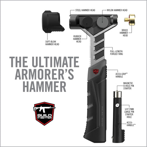 Real Avid Armorer's Master Hammer ergonomic grip for improved control during long tasks.