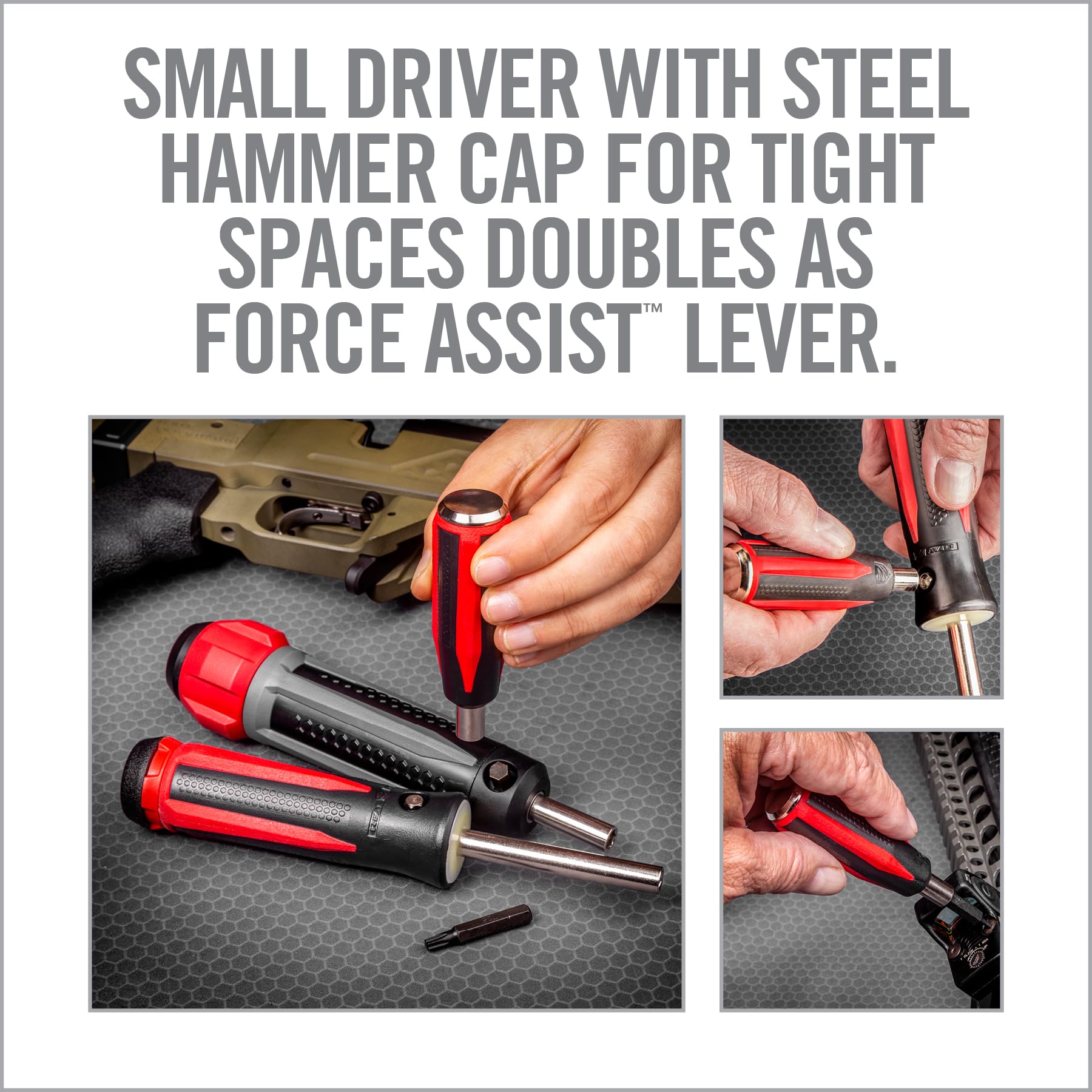Real Avid Armorers Tool Kit long screwdriver provides leverage for precise torque control.