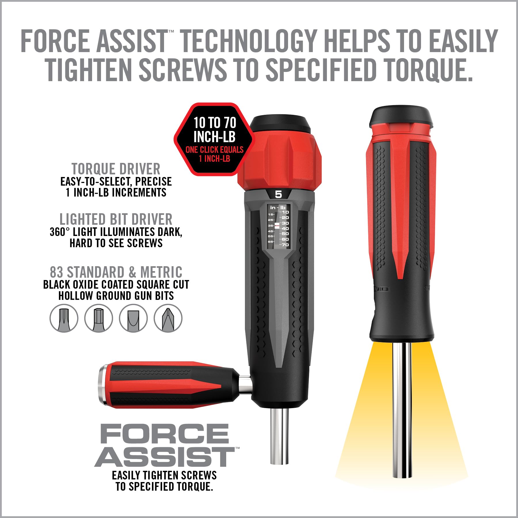 Real Avid Armorers Tool Kit scale window with audible click helps prevent overtightening.