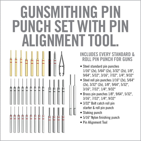 Real Avid brass punches for controlled tapping in firearms.