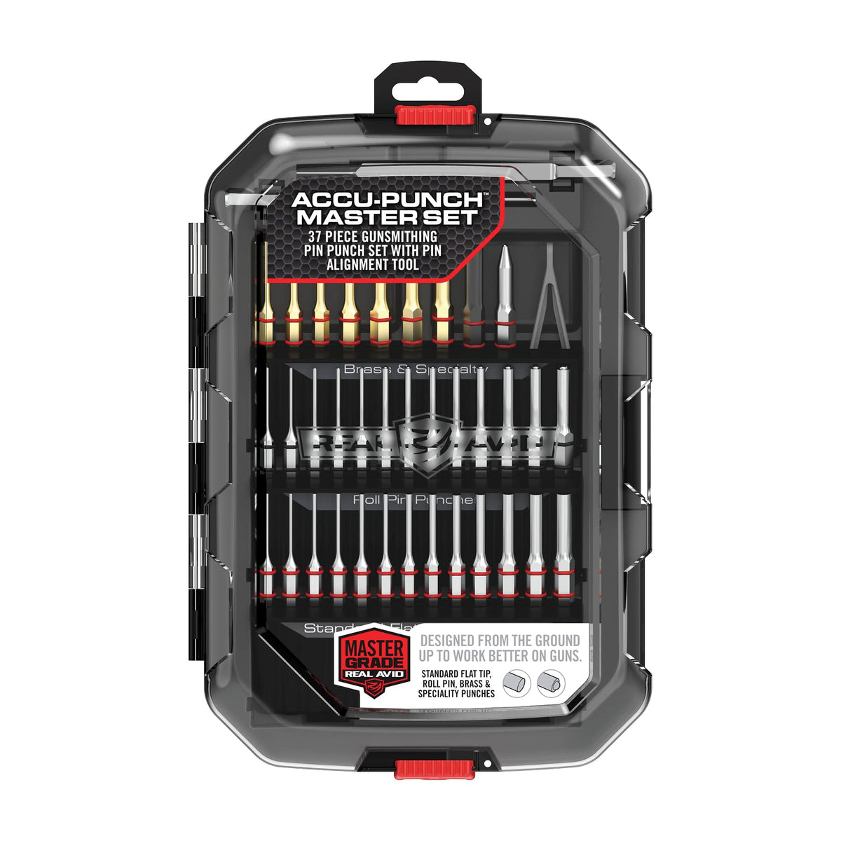 Real Avid flat tip punches for precise pin work during gun repair.