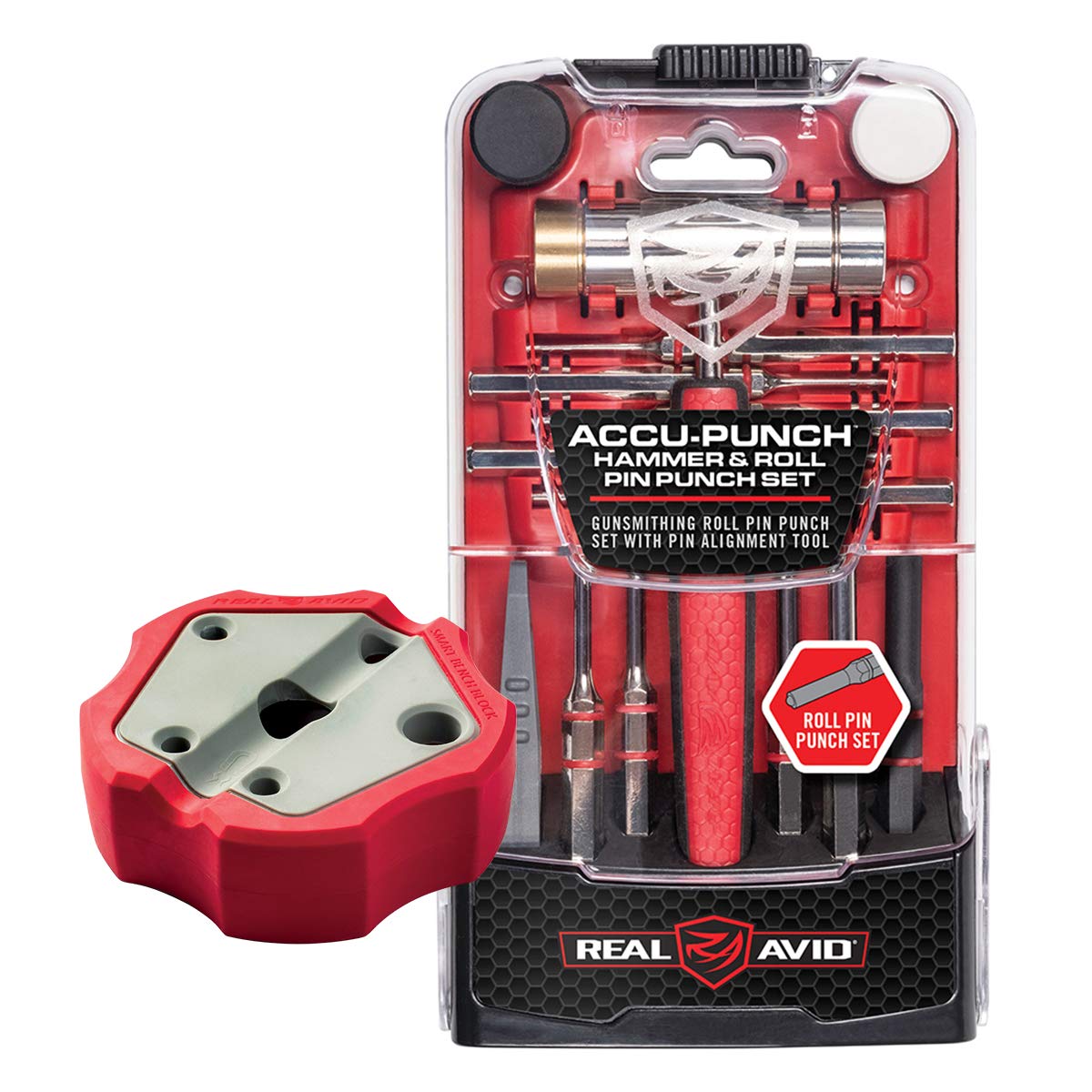 Real Avid roll pin punches laid out for precise alignment and control
