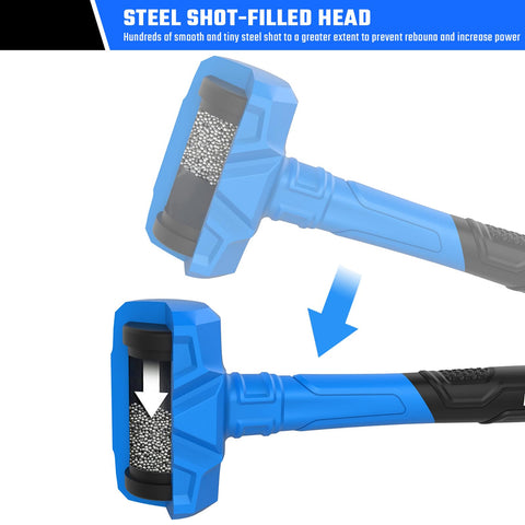 Real Steel Dead Blow Hammer steel-shot core enhances impact control.