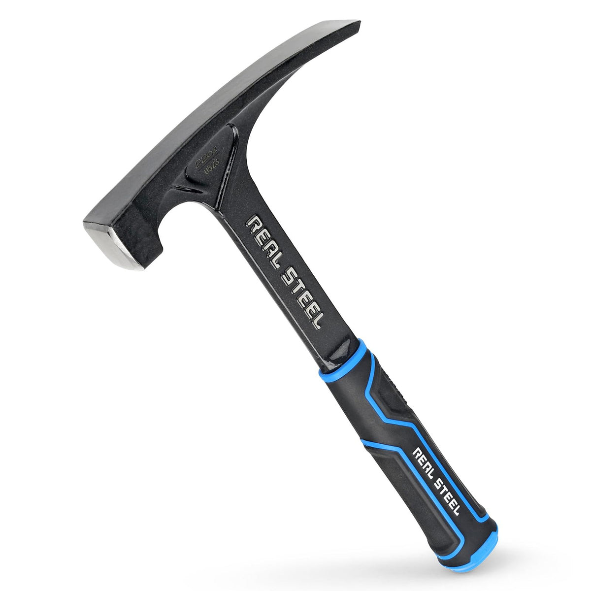 Real Steel Ultra Rock Pick Hammer, front view, showcasing durable steel and grip for masonry tasks.
