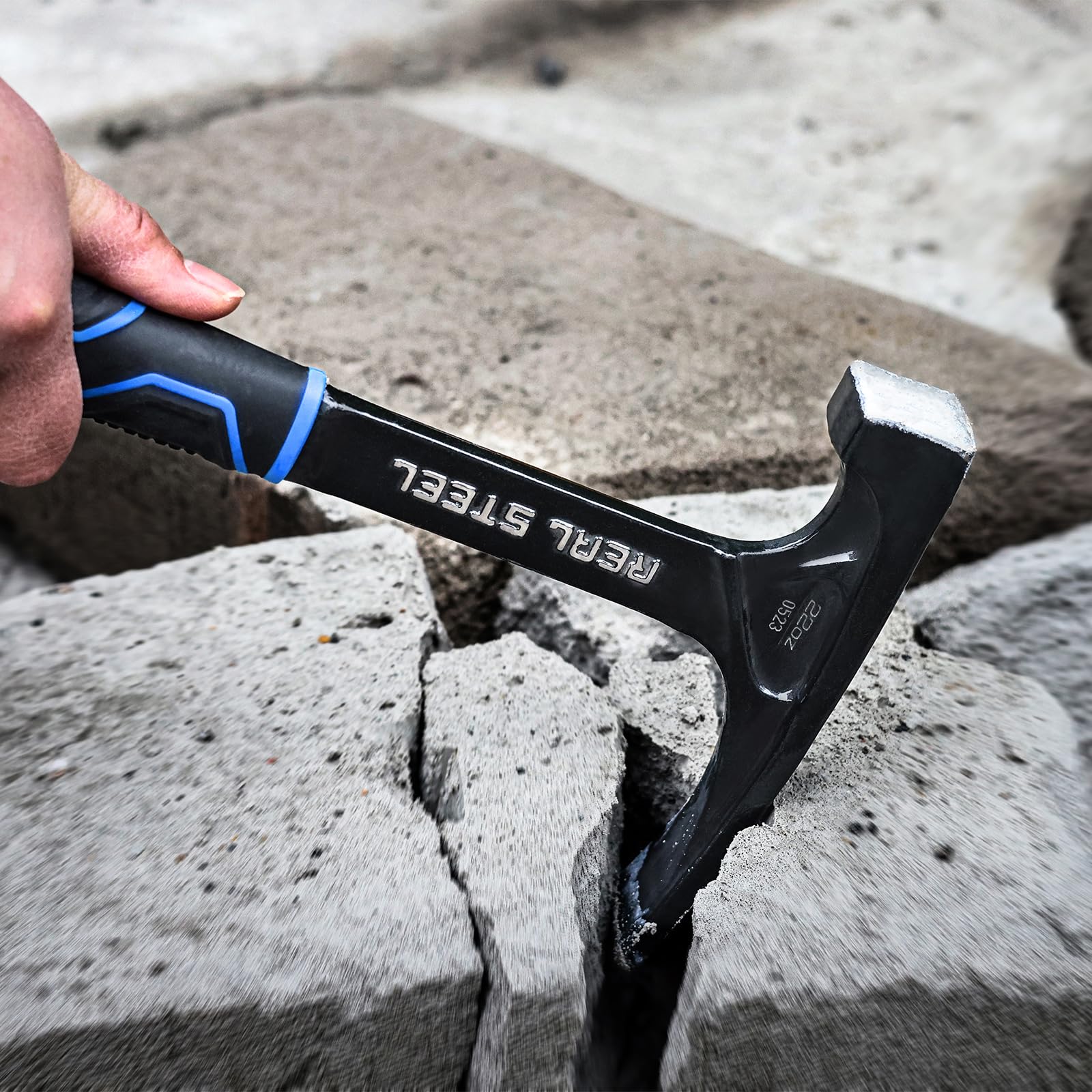 Real Steel Ultra Rock Pick Hammer in geology use, ideal for field prospecting.
