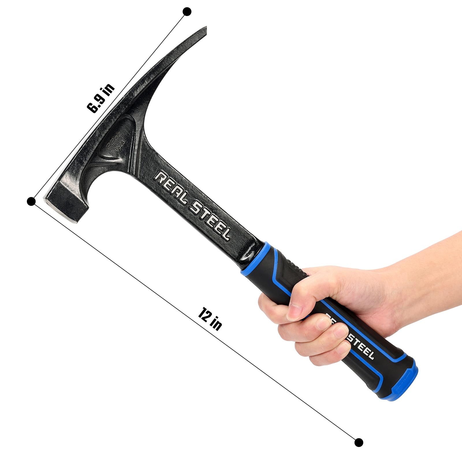 Real Steel Ultra Rock Pick Hammer, rubber grip for comfortable, non-slip handling.