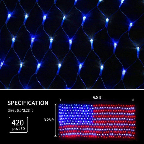 Realization flag net light outdoor 6.5ft wide for yard decorations and celebrations.