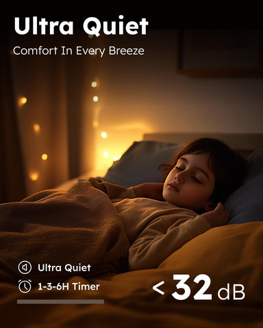 Realmate 6-speed DC motor delivering quiet, adjustable airflow