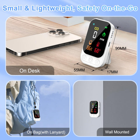 RealPlus CO detector ready for wall mounting and flexible placement options.