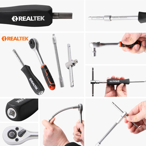 REALTEK lifetime warranty emblem signals reliable tool support.