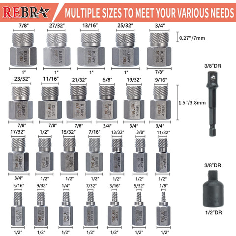 REBRA chromium-molybdenum steel construction ensures durable bolt extractions
