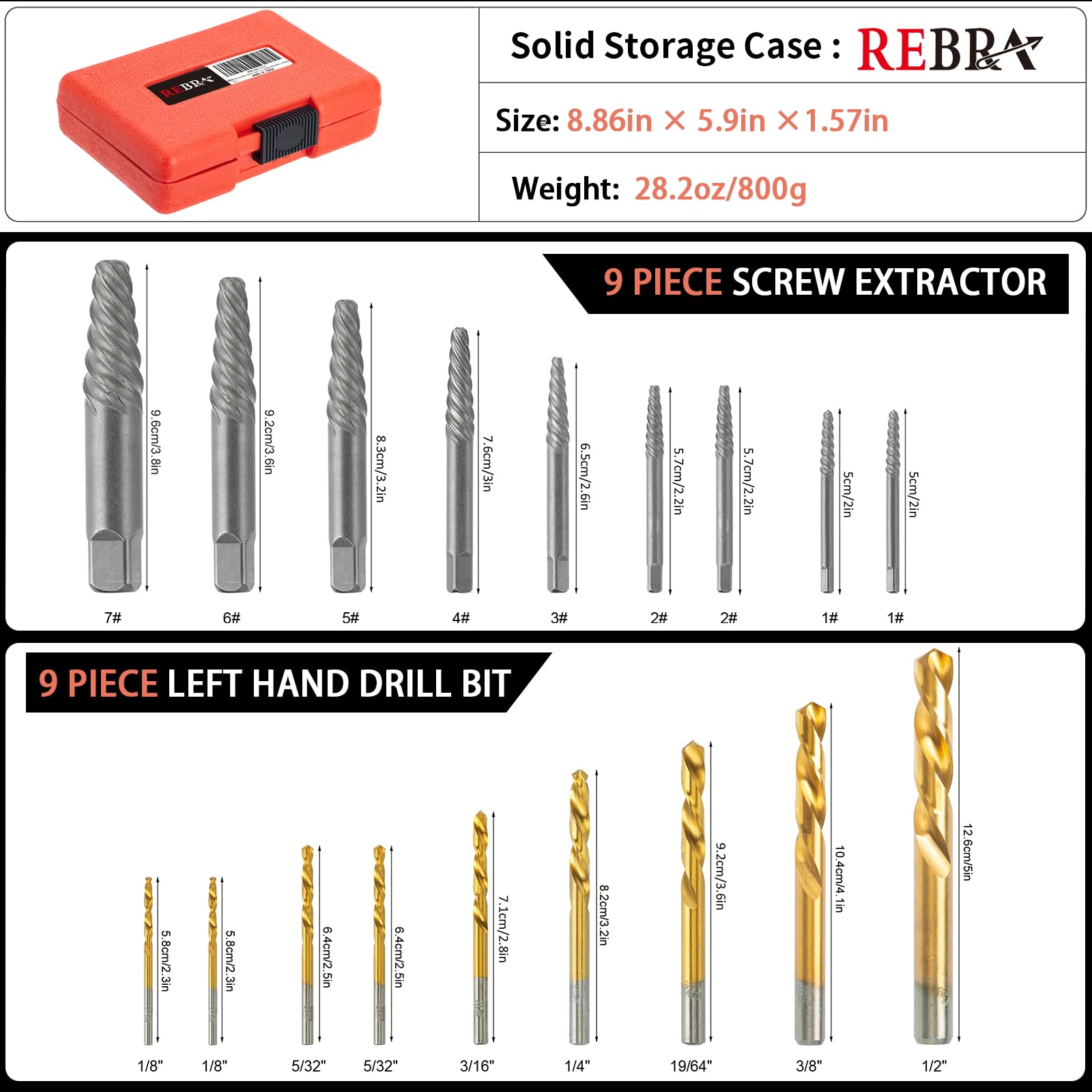 REBRA left-hand drill bit 6542 cobalt increases durability for tough fasteners.