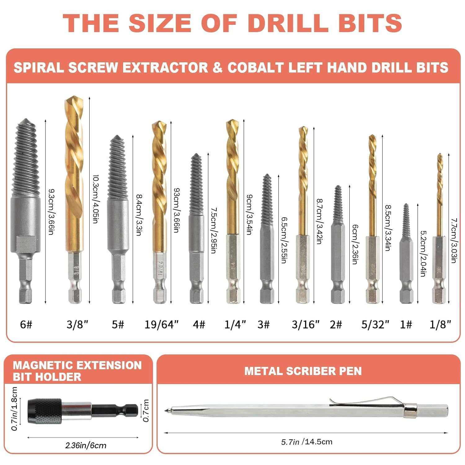 REBRA left-hand drill bit cobalt HSS for tough bolts and galled fasteners.