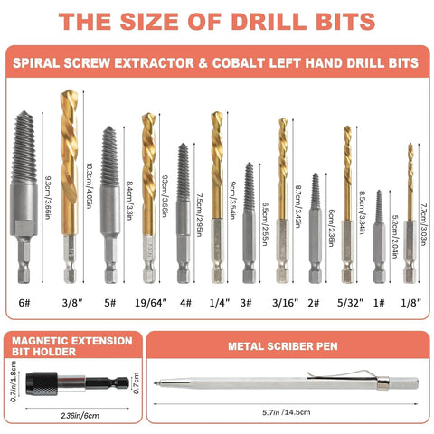 REBRA left-hand drill bit cobalt HSS for tough bolts and galled fasteners.