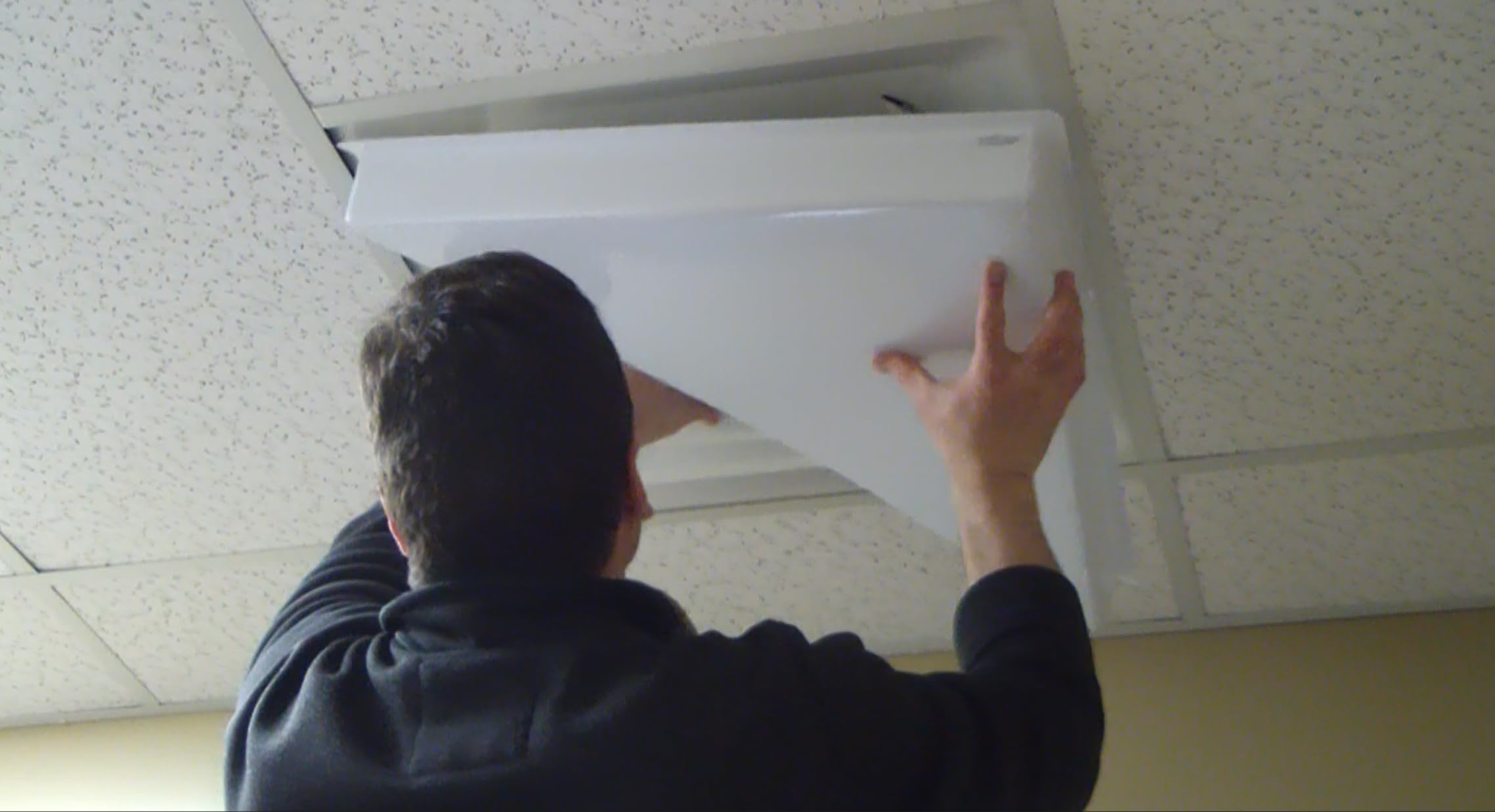 Receilit triangle diverter for 2x2 ceiling grid offers simple install.