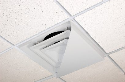 Receilit corner air diverter triangle on a 2x2 diffuser for targeted airflow.