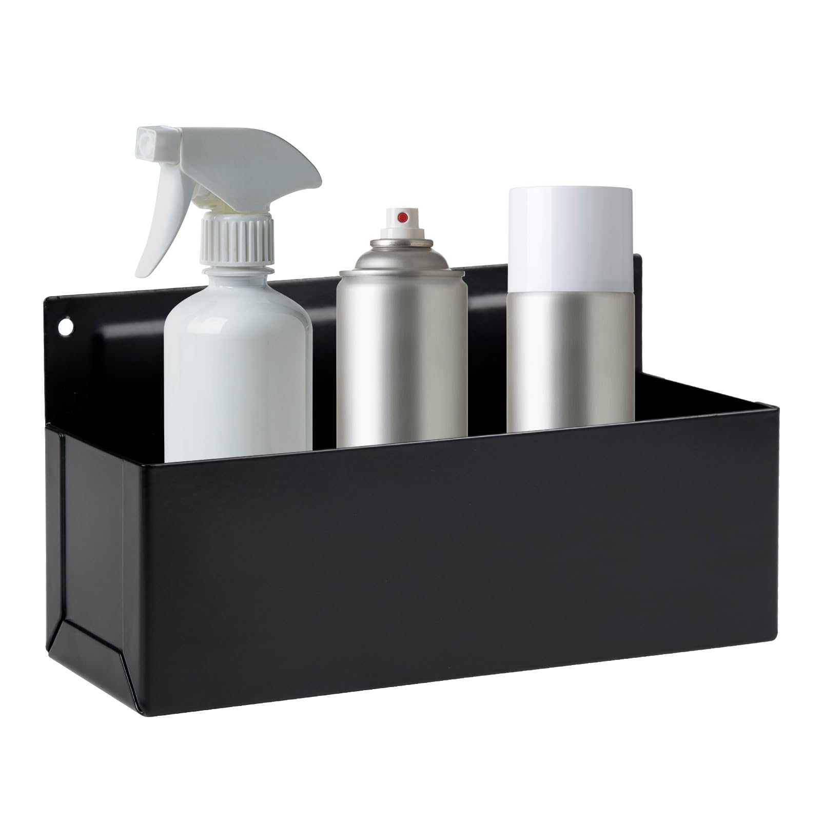 Rechabite magnetic aerosol holder front view showing organized workshop space and quick-access bottles