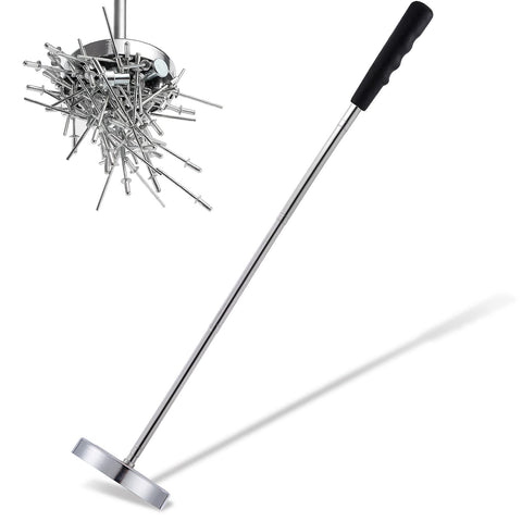 Rechabite magnetic sweeper extended-handle for easy reach and floor pickups.