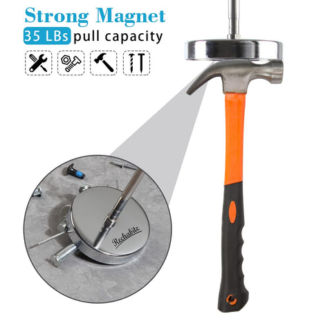 Rechabite magnetic sweeper on floor picks up nails after repairs.
