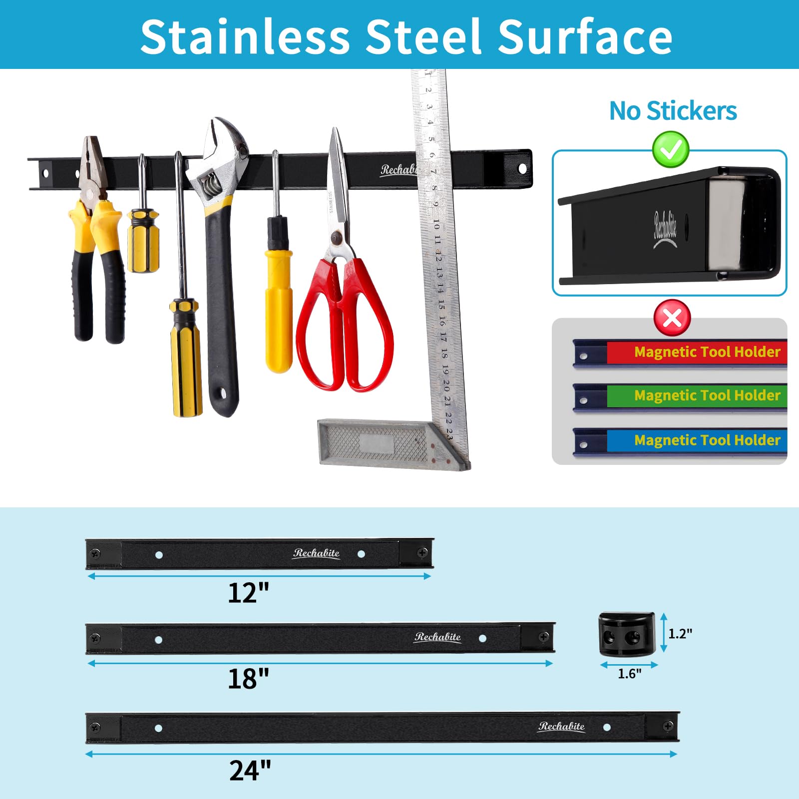 Rechabite stainless steel surface keeps tools visible and clean
