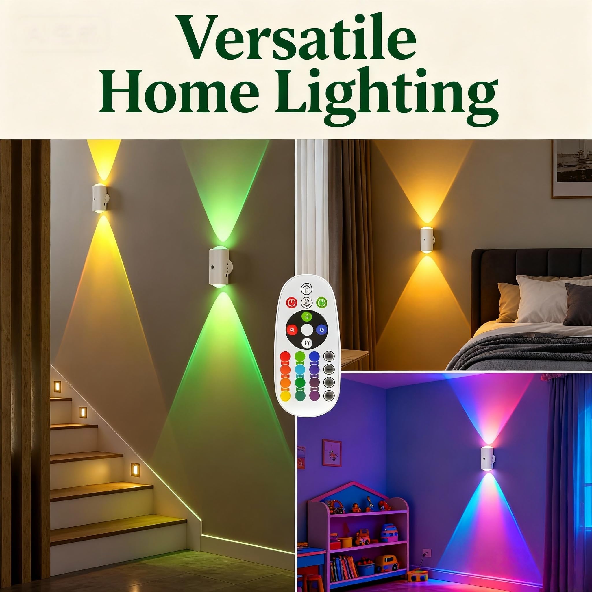 Rechargeable RGB LED wall lamp for kitchen/dining area with color options