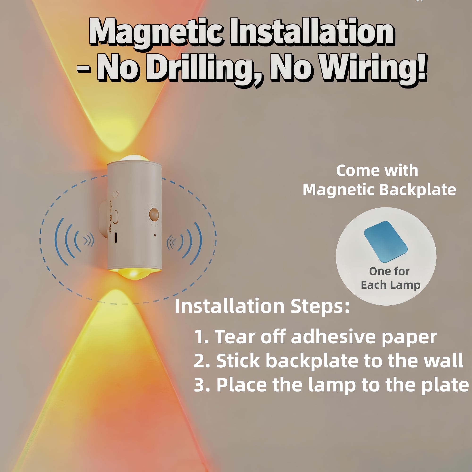 Magnetic-mountable RGB LED wall lamp enables tool-free installation