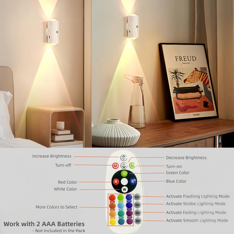 Motion-sensor activation on RGB LED wall lamp for hallway lighting
