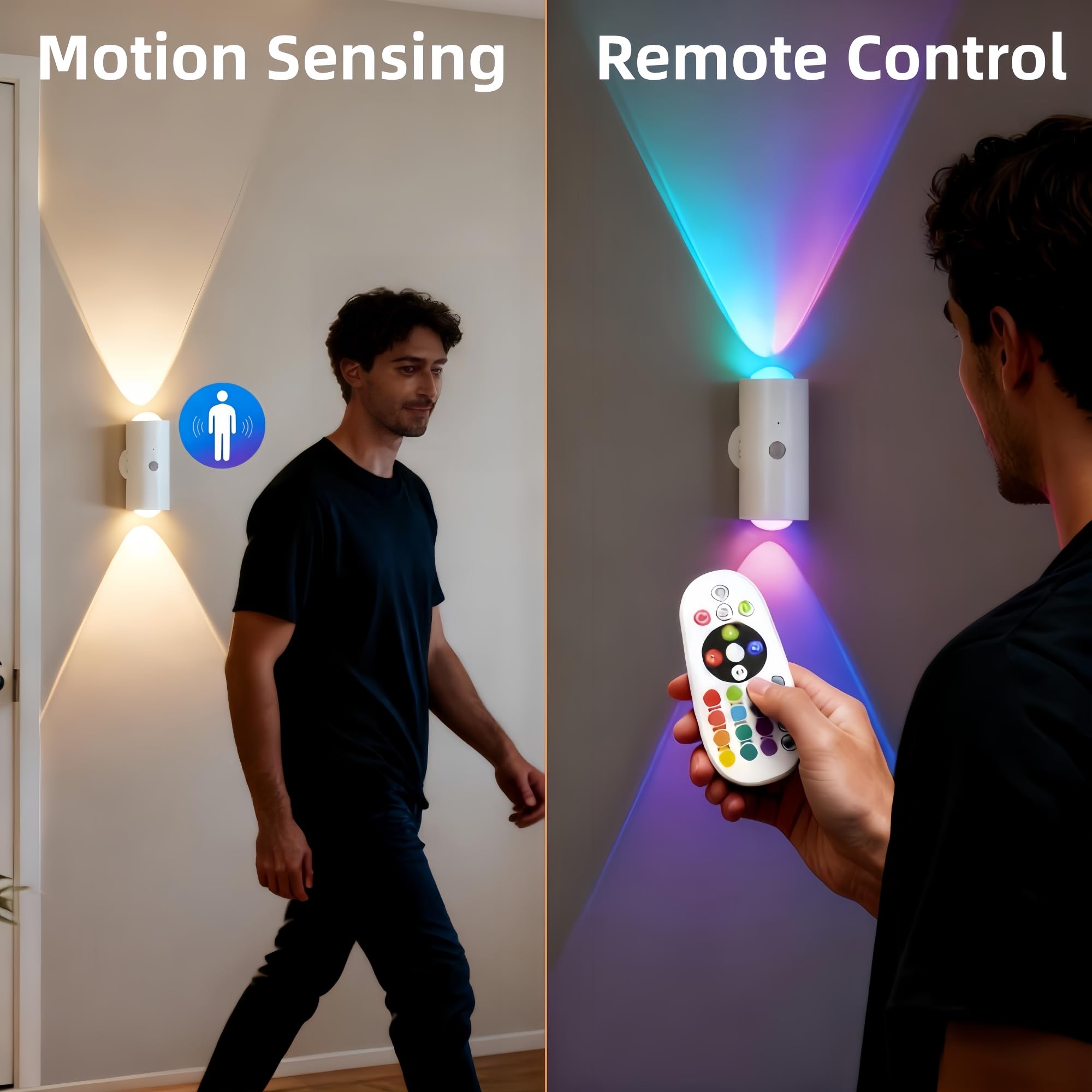 Remote-controlled RGB LED wall lamp for distant lighting control