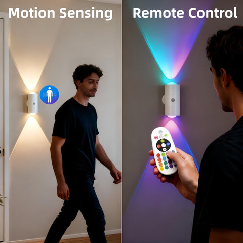 Remote-controlled RGB LED wall lamp for distant lighting control