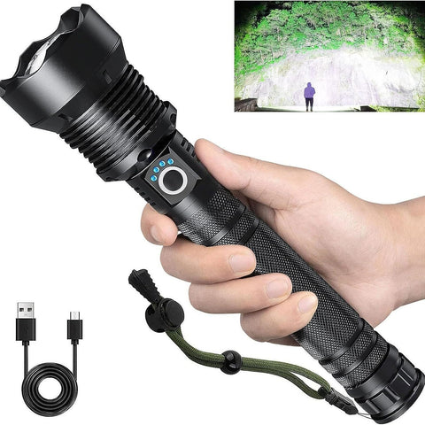 Rechargeable LED Flashlight with battery indicator for planning extended outdoor trips.